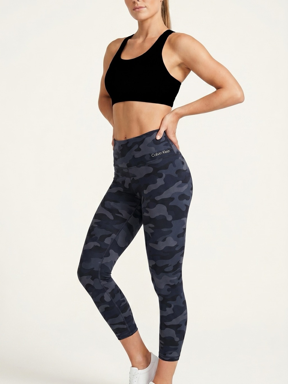 Calvin Klein Dark Blue & Black Camo High-Rise Leggings